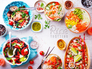 Publicité, Presse, Web: RICE TROTTERS AMBIANCE tablee salades BD WEB